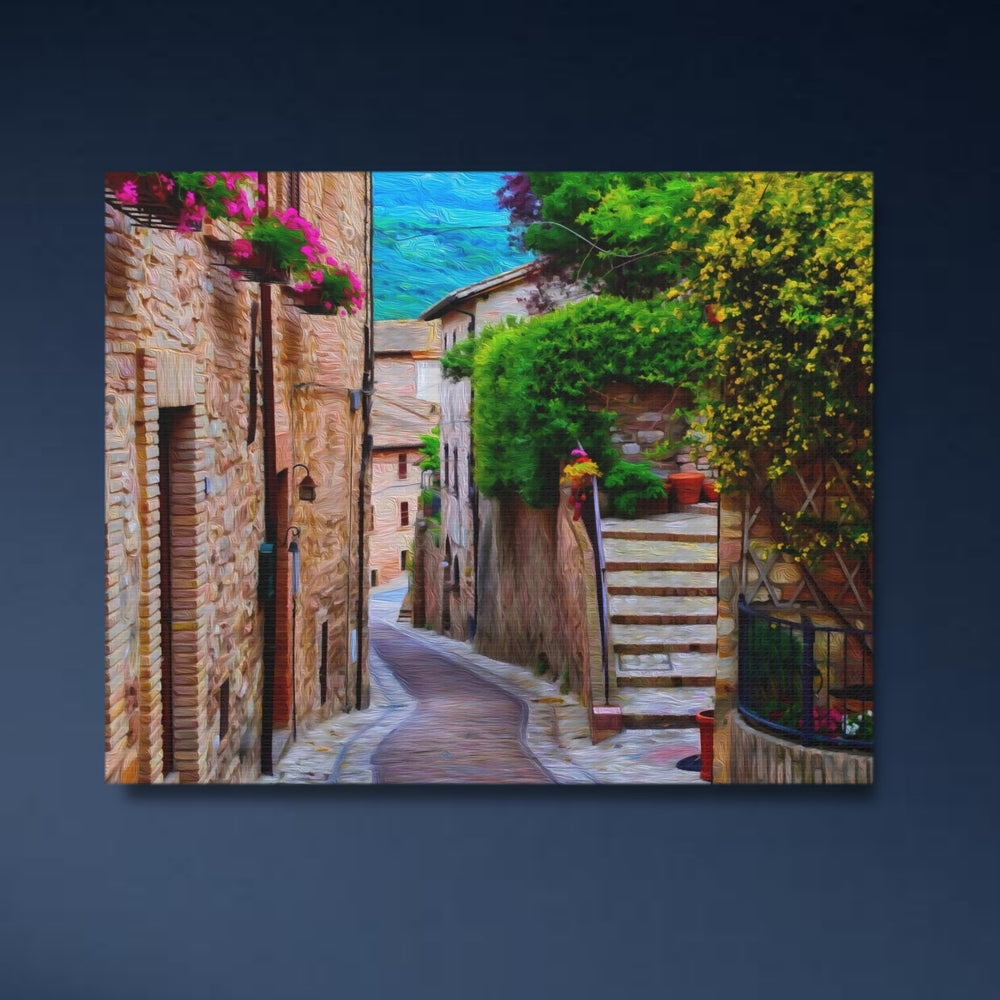 Spello, Italy | Ancient Stone Village Lane | Original Series Gallery Canvas detail