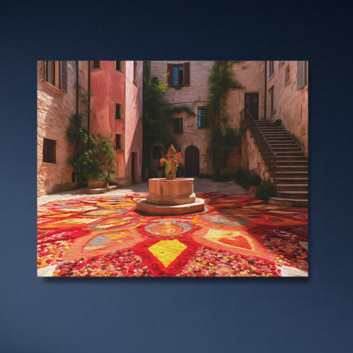 Spello Infiorata Flower Carpet Courtyard — Spello, Italy, close-up detail