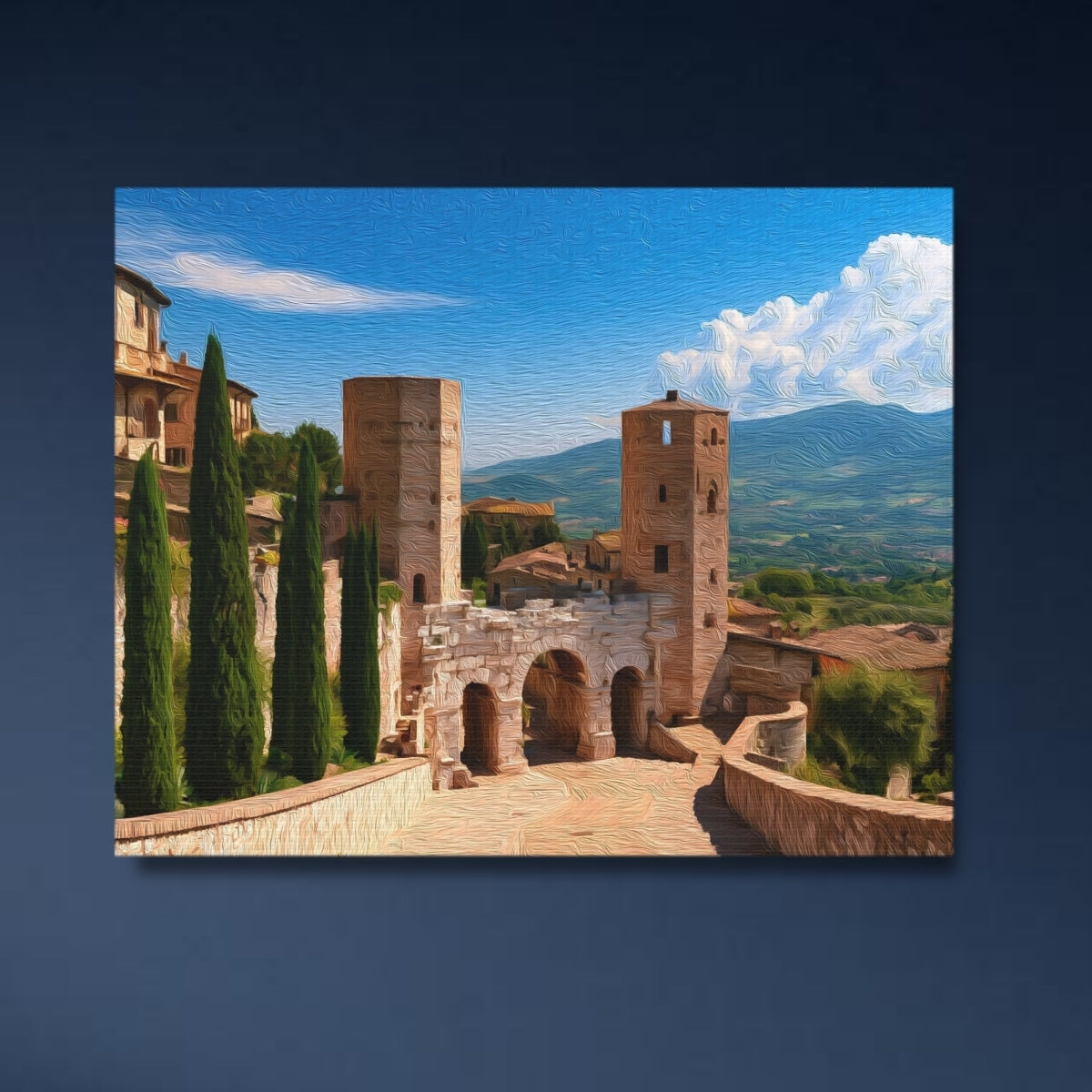 Porta Venere Twin Towers — Spello, Italy, close-up detail
