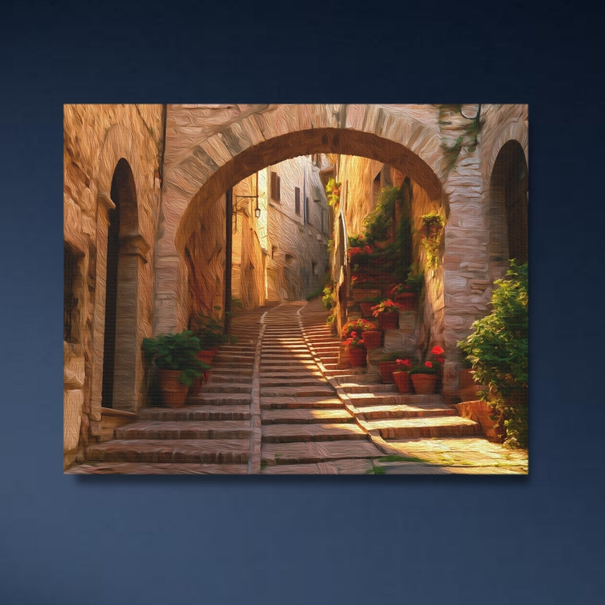 Spello Stone Archway Staircase — Spello, Italy, close-up detail