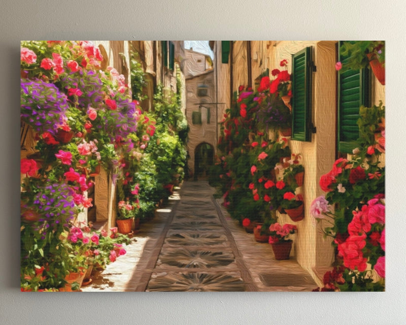 Spello Flower-Lined Medieval Alley — Spello, Italy