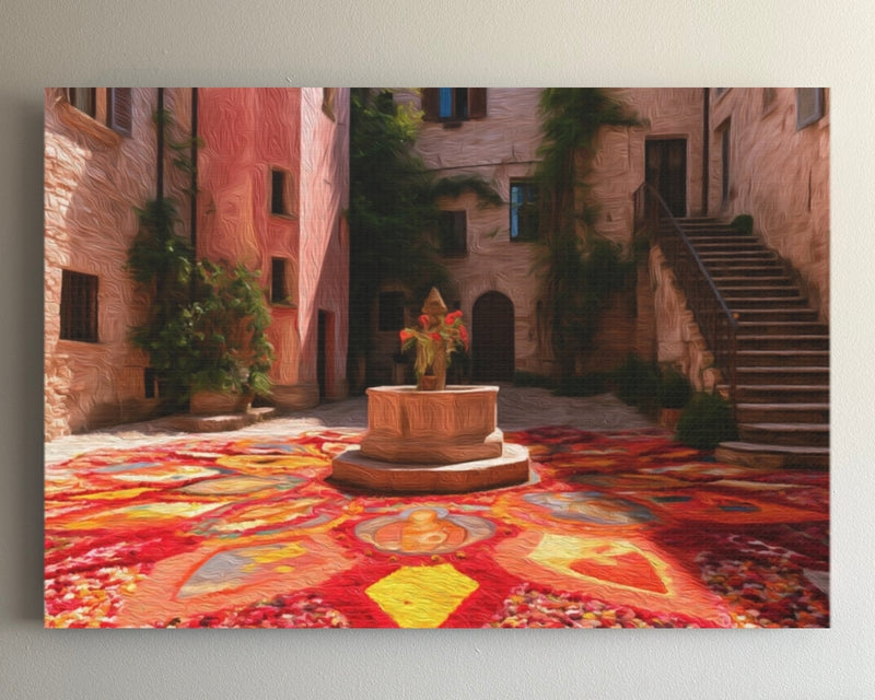 Spello Infiorata Flower Carpet Courtyard — Spello, Italy