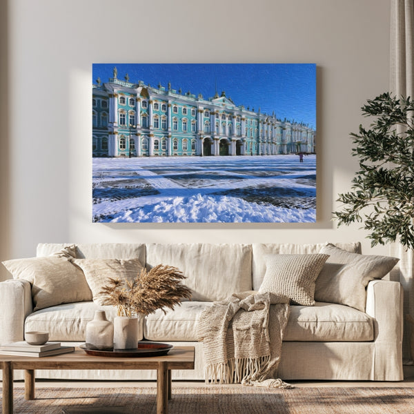St. Petersburg, Russia | Winter Palace & Palace Square In Snow | Original Series Gallery Canvas