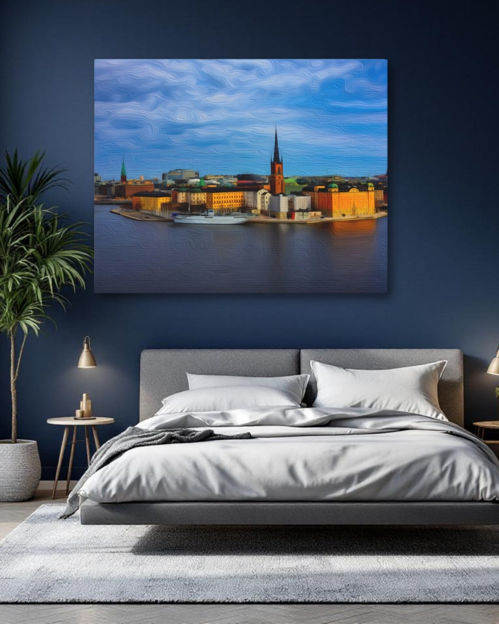 Stockholm, Sweden | Gamla Stan Waterfront Skyline | Original Series Gallery Canvas detail
