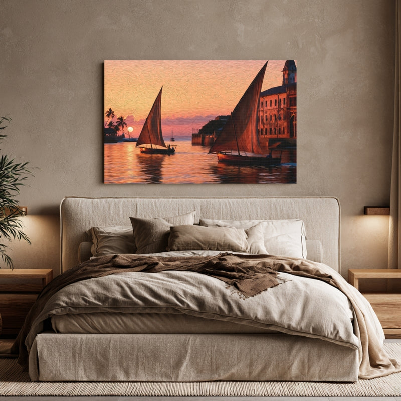 Stone Town Dhow Sunset Harbor — Stone Town, Zanzibar, view 6