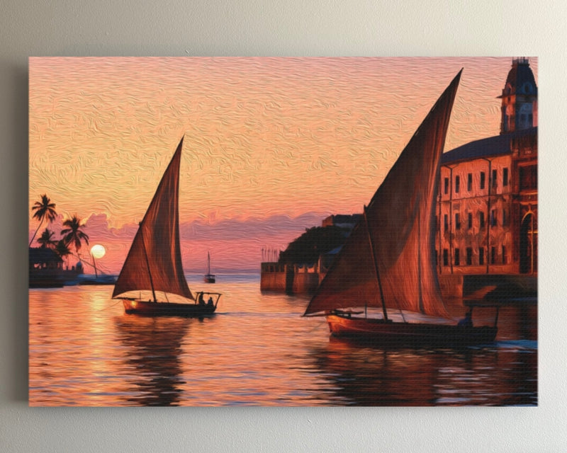 Stone Town Dhow Sunset Harbor — Stone Town, Zanzibar