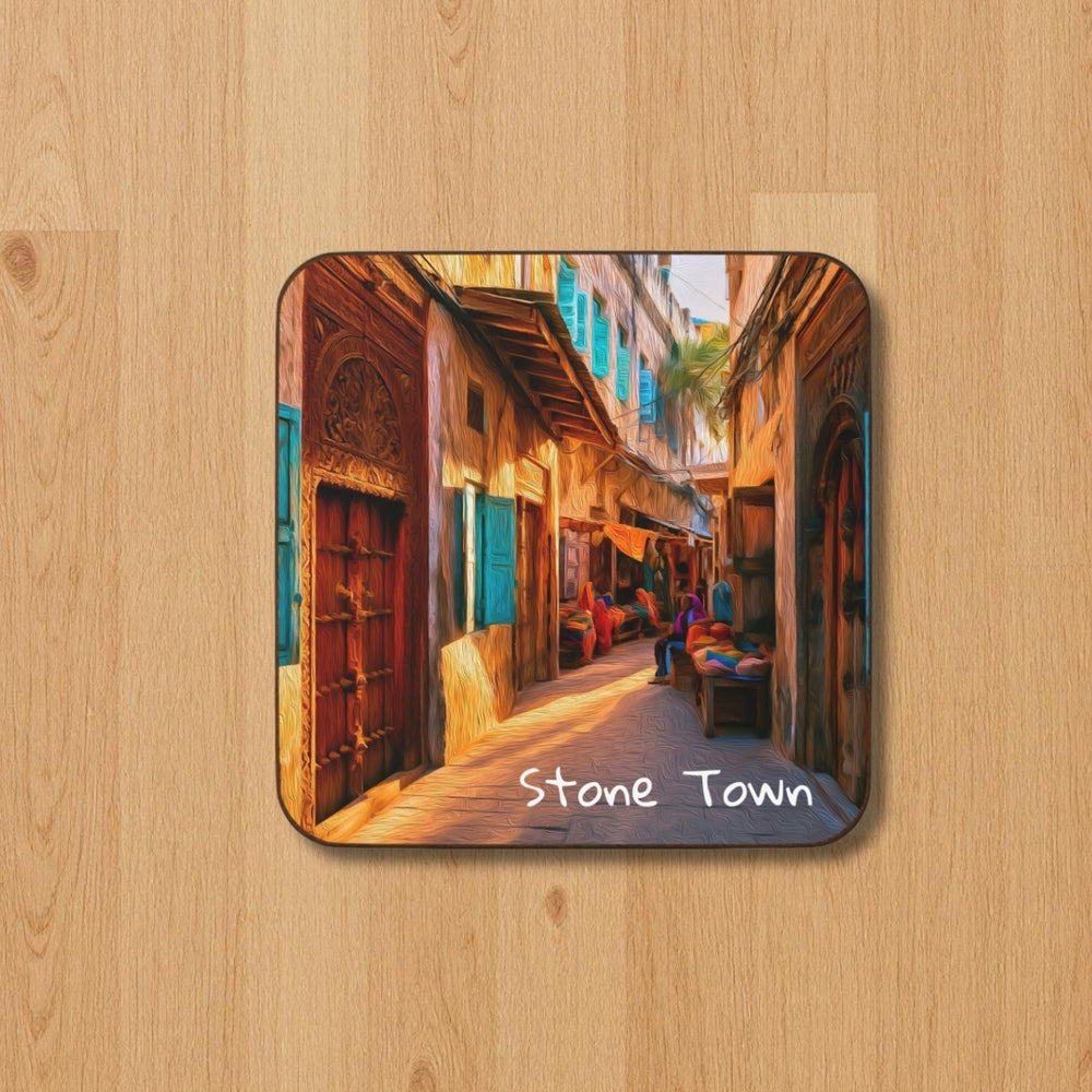 Stone Town, Zanzibar | Ancient Medina Market Alley | Original Series Hardboard Coaster
