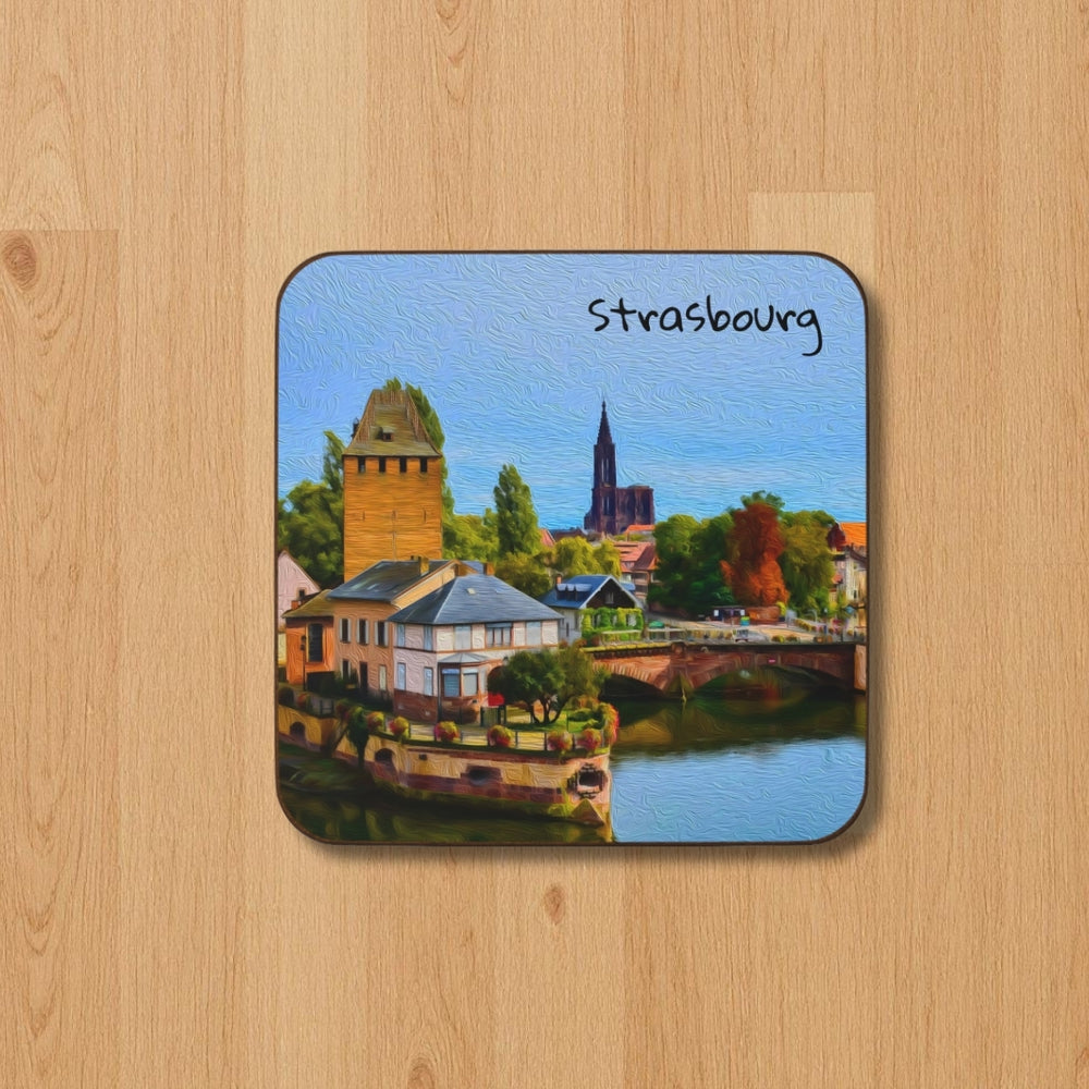 Strasbourg, France | Ponts Couverts Medieval Towers | Original Series Hardboard Coaster