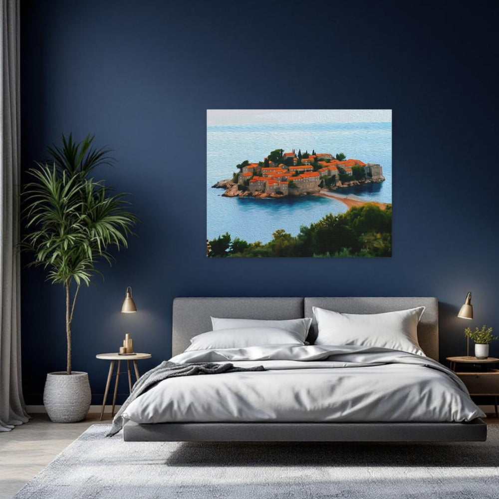 Sveti Stefan, Montenegro | Island Village Adriatic Coast | Original Series Gallery Canvas detail