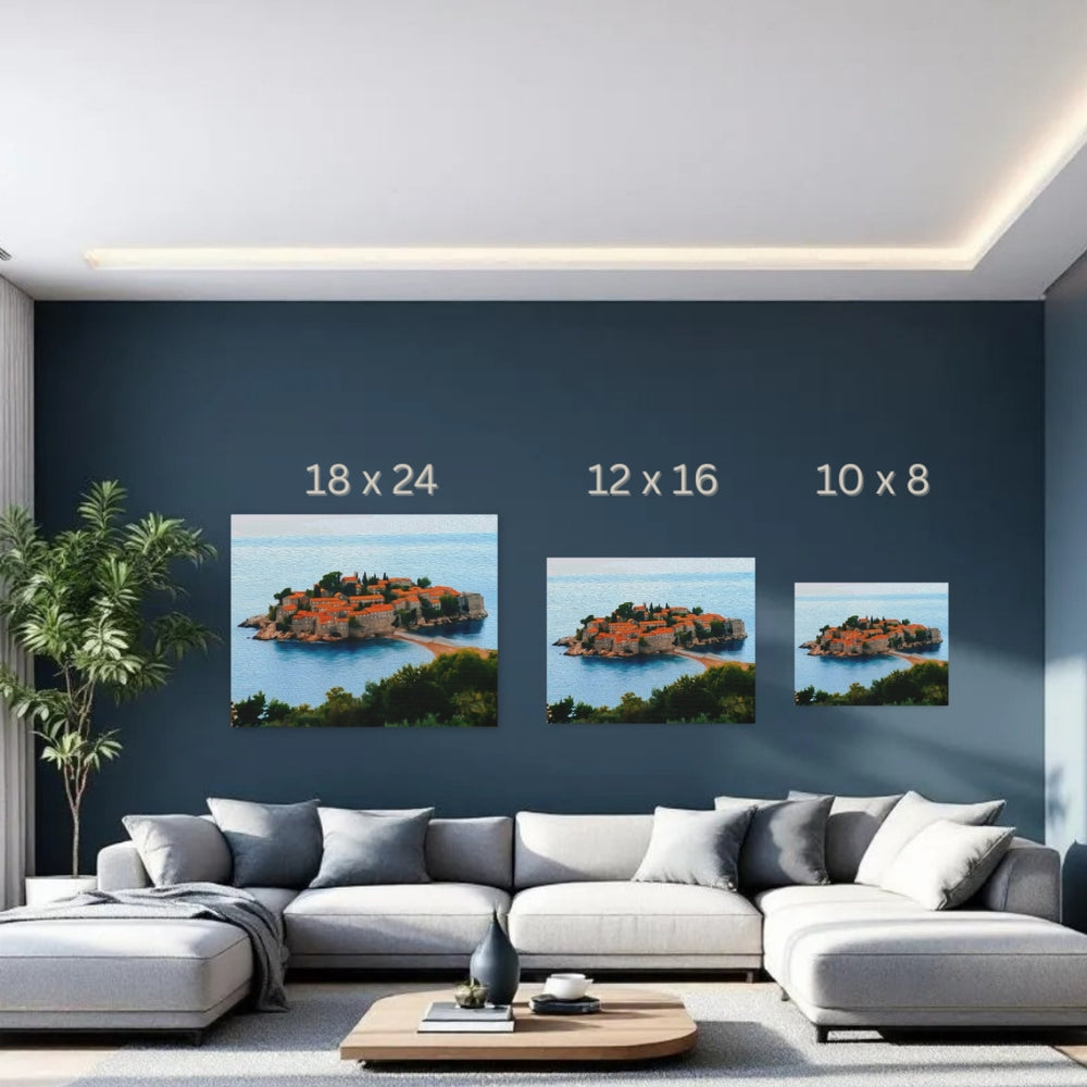 Sveti Stefan, Montenegro | Island Village Adriatic Coast | Original Series Gallery Canvas detail