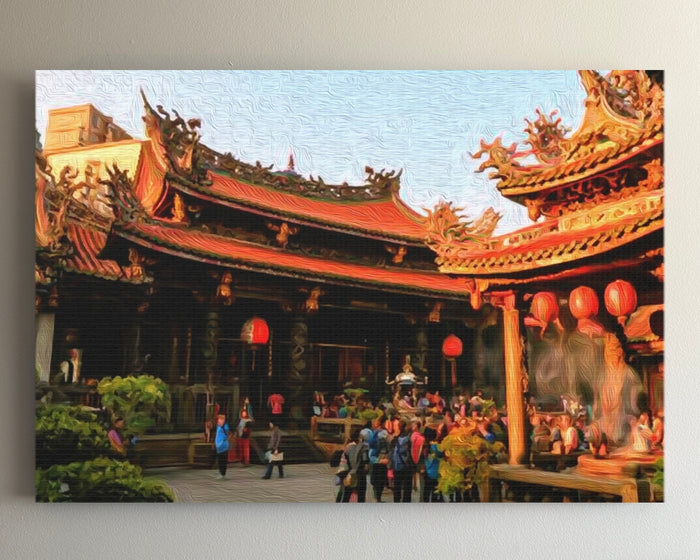 Longshan Temple Courtyard Taipei &mdash; Taipei watercolour canvas