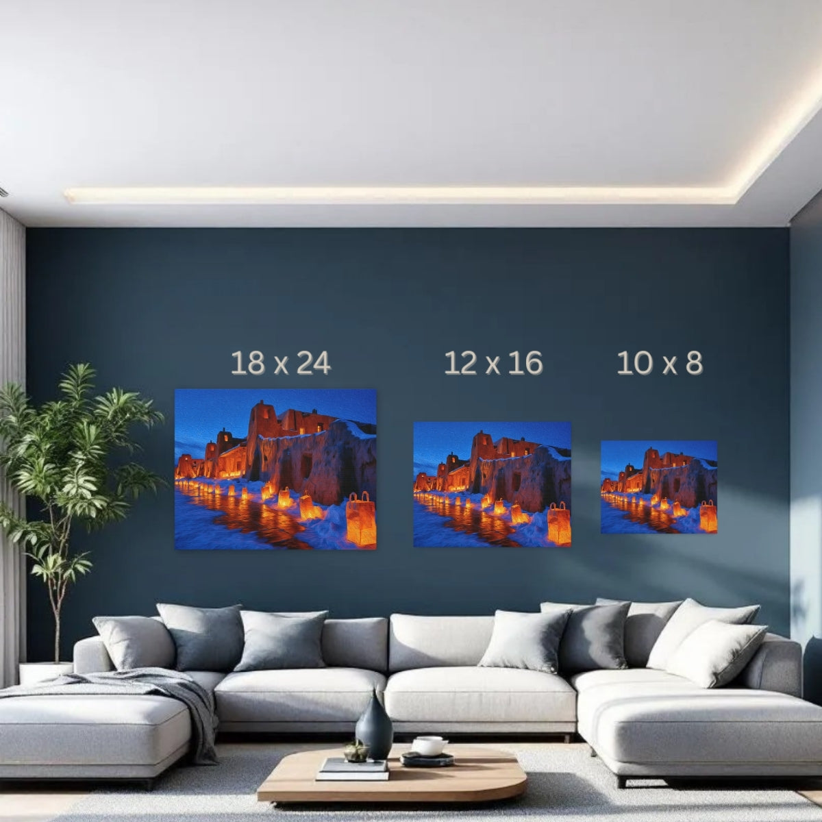 Taos, New Mexico | Taos Pueblo Christmas Farolitos | Original Series Gallery Canvas detail
