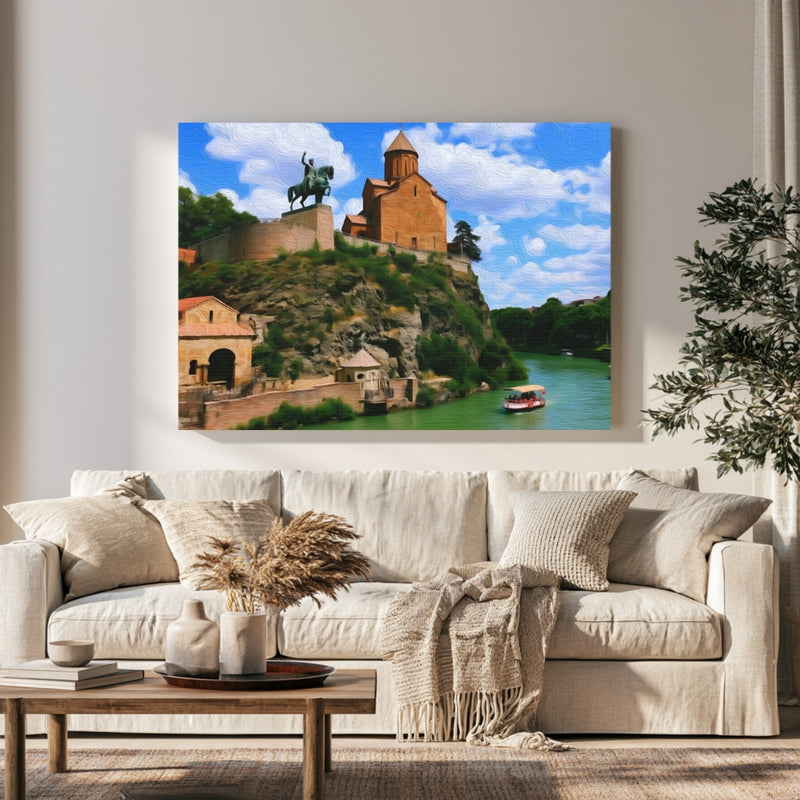 Metekhi Church Kura River in a room — Tbilisi, Georgia