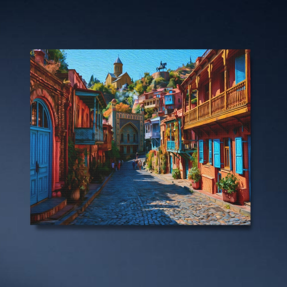 Tbilisi Old Town, Georgia | Old Town Cobblestone Street | Original Series Gallery Canvas detail