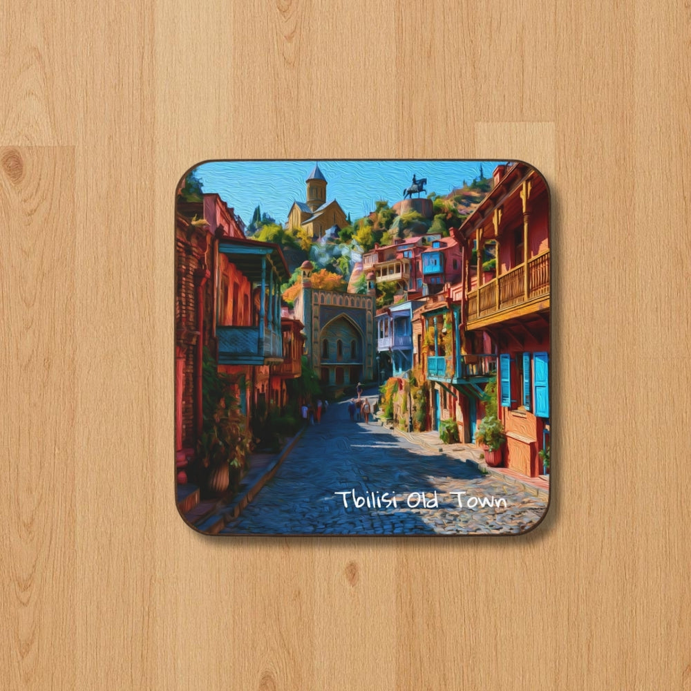 Tbilisi Old Town, Georgia | Old Town Cobblestone Street | Original Series Hardboard Coaster