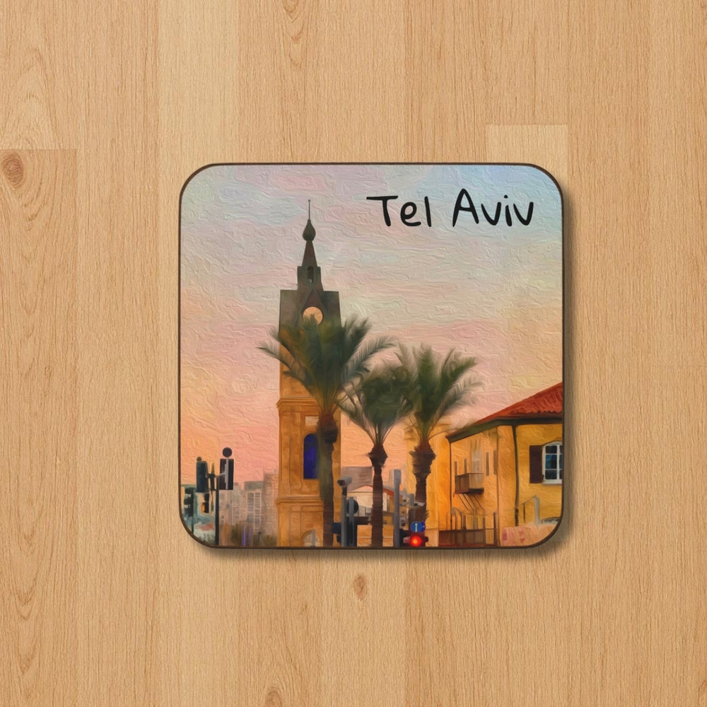 Tel Aviv, Israel | Jaffa Clock Tower Sunset | Original Series Hardboard Coaster