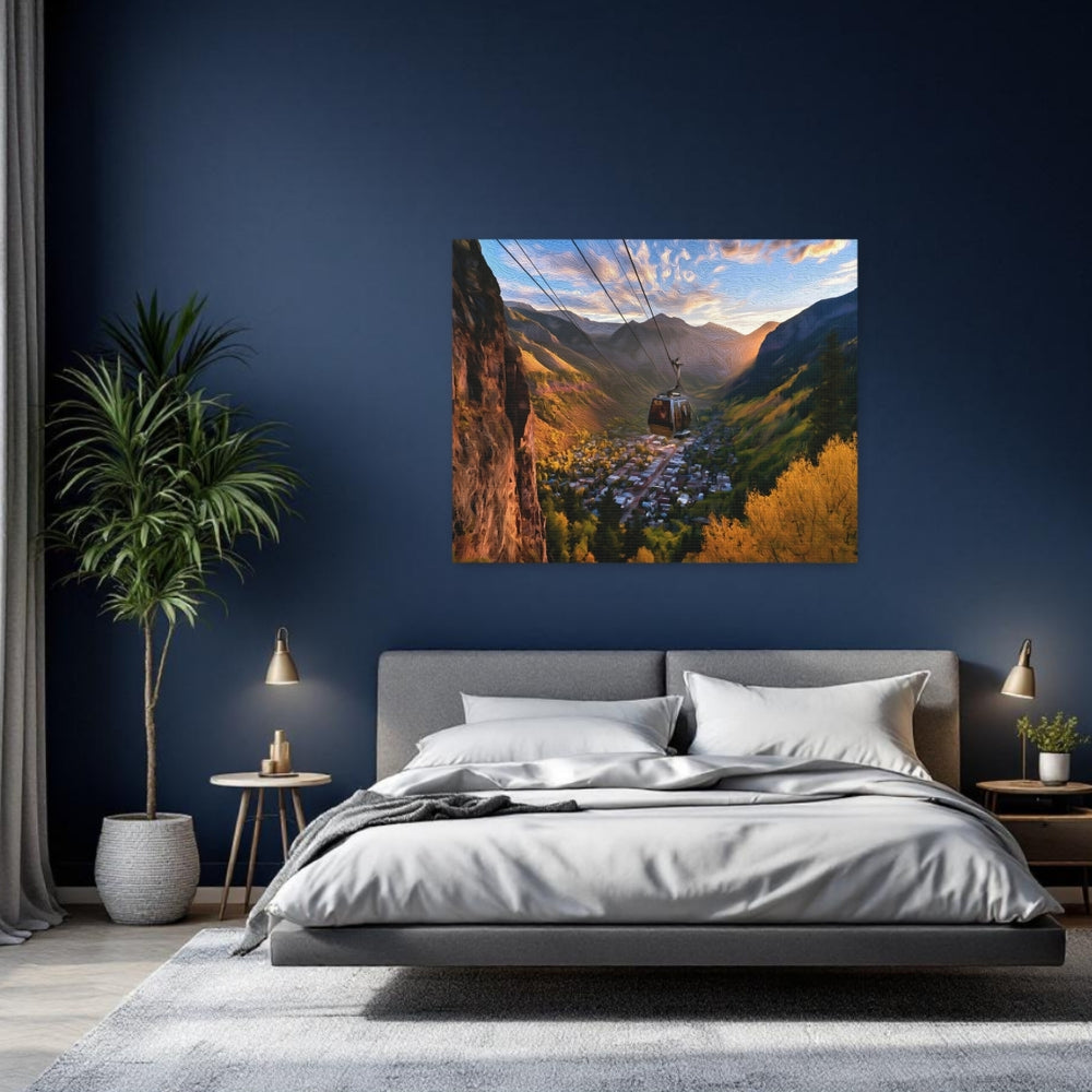 Telluride, Colorado | Gondola Over Mountain Town | Original Series Gallery Canvas detail