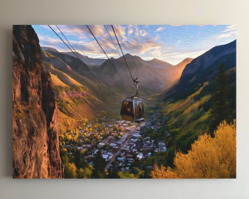 Gondola Over Mountain Town — Telluride, Colorado