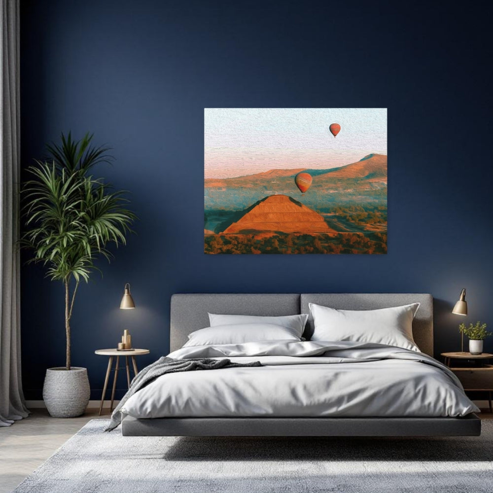 Teotihuacan, Mexico | Pyramids and Hot Air Balloons | Original Series Gallery Canvas detail
