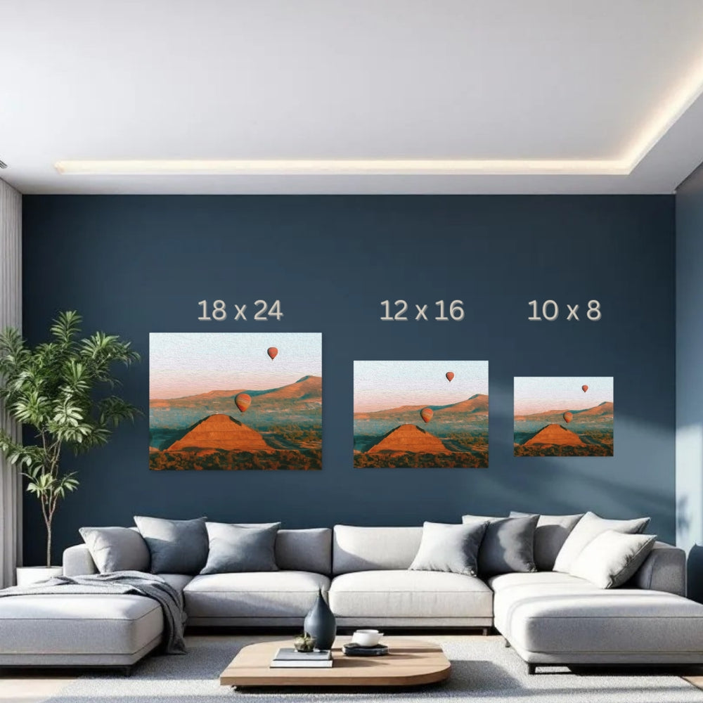 Teotihuacan, Mexico | Pyramids and Hot Air Balloons | Original Series Gallery Canvas detail