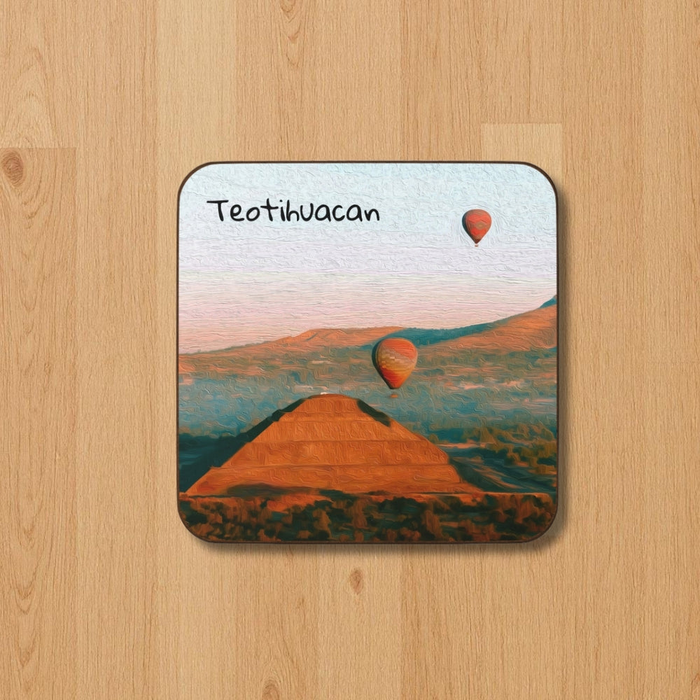 Teotihuacan, Mexico | Pyramids and Hot Air Balloons | Original Series Hardboard Coaster