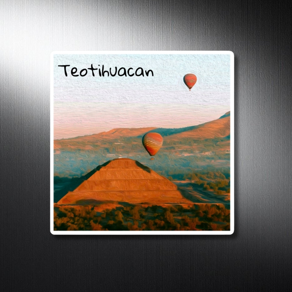 Teotihuacan, Mexico | Pyramids and Hot Air Balloons | Original Series Decorative Magnet