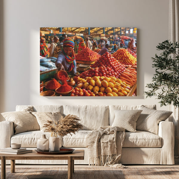 Thessaloniki, Greece | Vibrant African Market Scene | Original Series Gallery Canvas