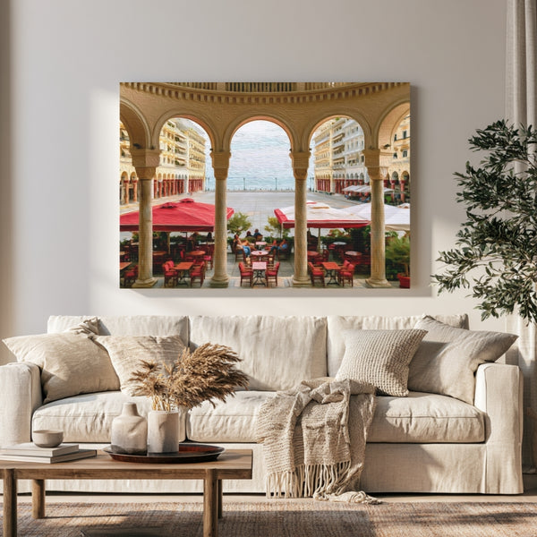 Thessaloniki, Greece | Aristotelous Square Arcaded Colonnade | Original Series Gallery Canvas