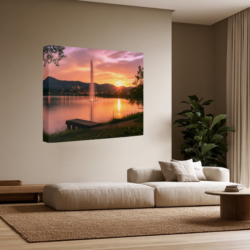 Lake Tirana Fountain Sunset — Tirana, Albania, view 3