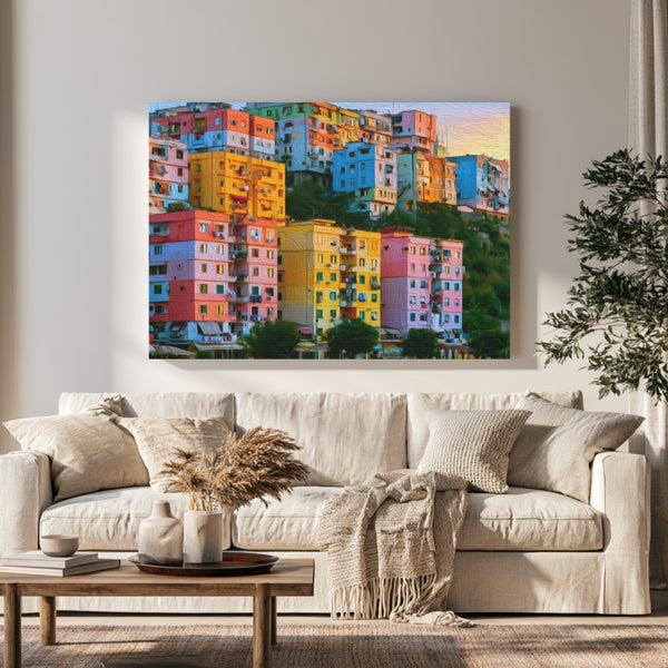 Tirana, Albania | Colorful Hillside Apartment Blocks | Original Series Gallery Canvas