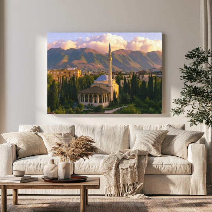 Mosque Minaret Tirana Cityscape