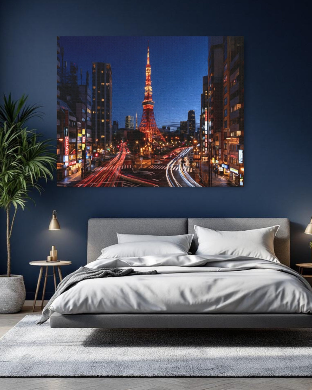 Tokyo, Japan | Tokyo Tower Night Street | Original Series Gallery Canvas detail