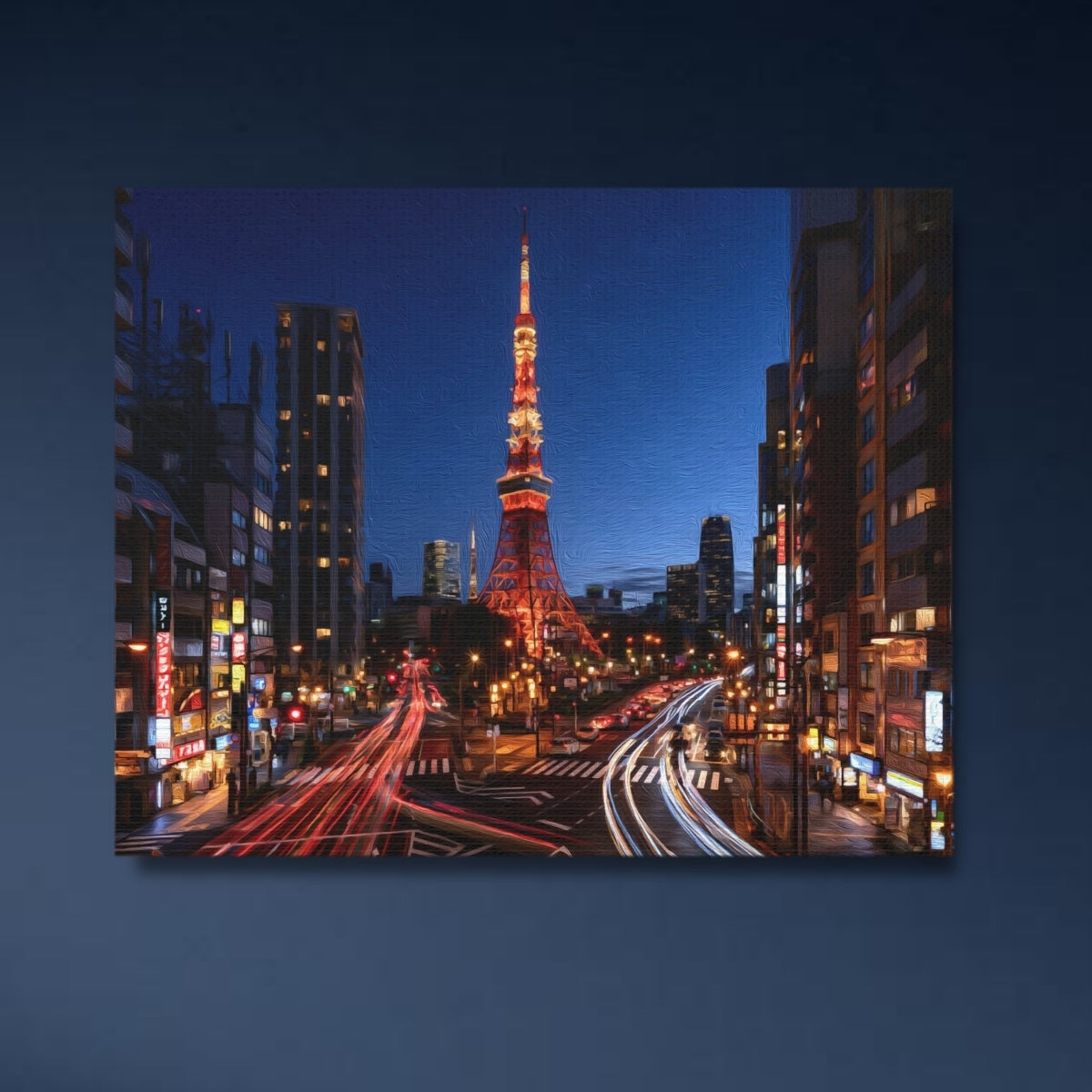 Tokyo, Japan | Tokyo Tower Night Street | Original Series Gallery Canvas close-up detail