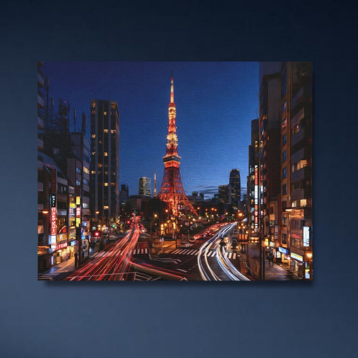 Tokyo, Japan | Tokyo Tower Night Street | Original Series Gallery Canvas