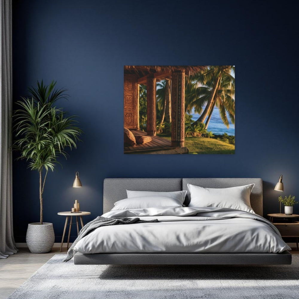 Tonga Islands, Tonga | Tropical Beachside Bure Retreat | Original Series Gallery Canvas detail