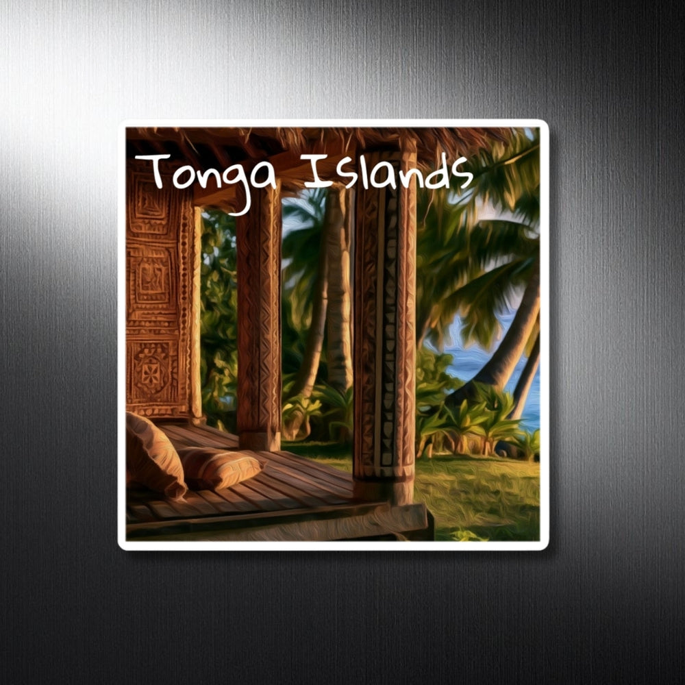 Tonga Islands, Tonga | Tropical Beachside Bure Retreat | Original Series Decorative Magnet