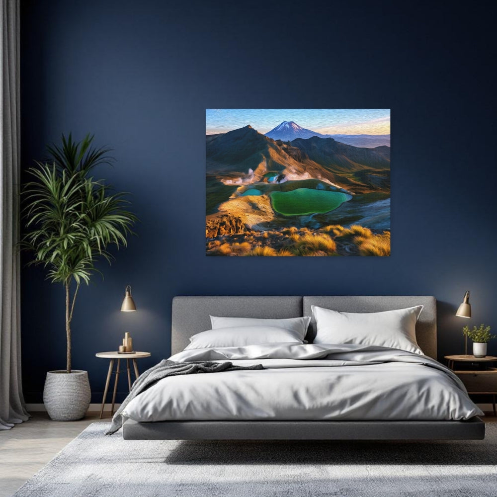 Tongariro National Park, New Zealand | Emerald Lakes Volcanic Peaks | Original Series Gallery Canvas detail