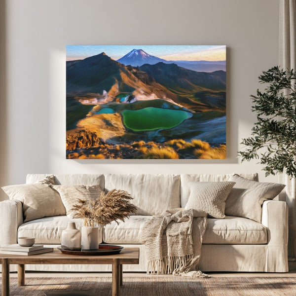 Tongariro National Park, New Zealand | Emerald Lakes Volcanic Peaks | Original Series Gallery Canvas