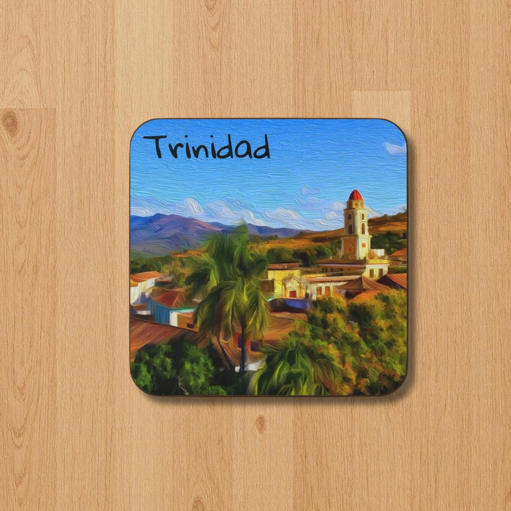 Trinidad, Cuba  | Colonial Rooftops and Bell Tower | Original Series Hardboard Coaster