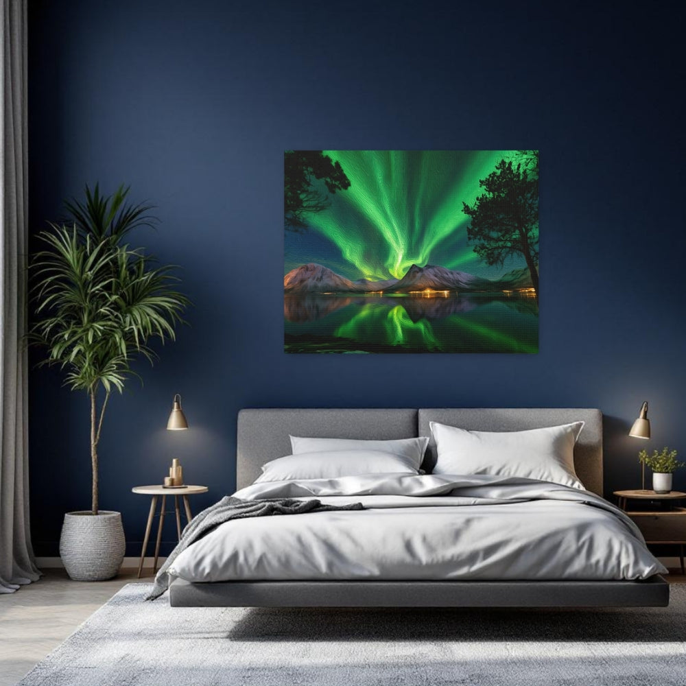 Tromsø, Norway | Aurora Over Arctic Fjord | Original Series Gallery Canvas detail