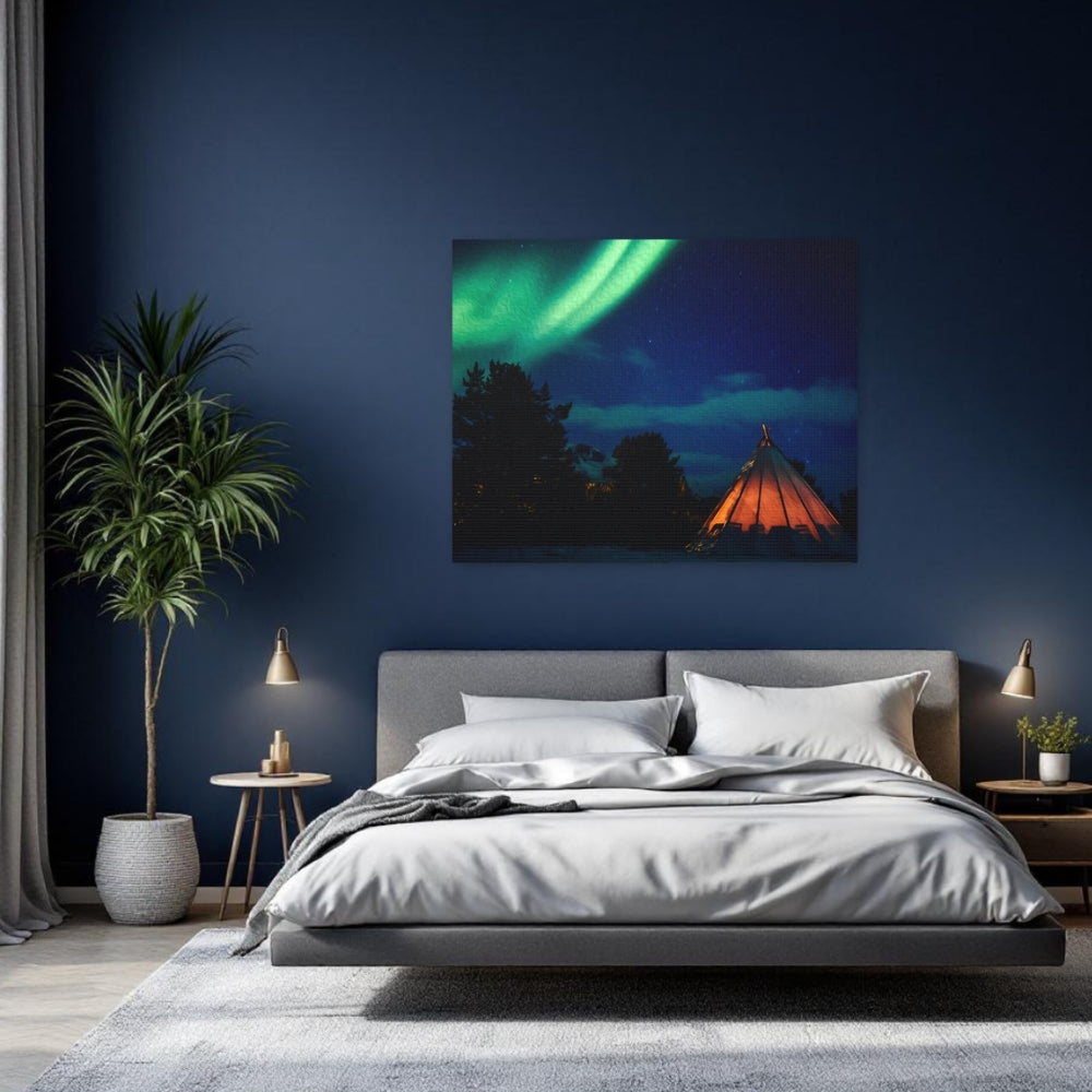 Tromso, Norway | Aurora Over Arctic Teepee | Original Series Gallery Canvas detail
