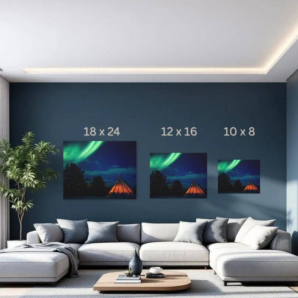 Tromso, Norway | Aurora Over Arctic Teepee | Original Series Gallery Canvas detail