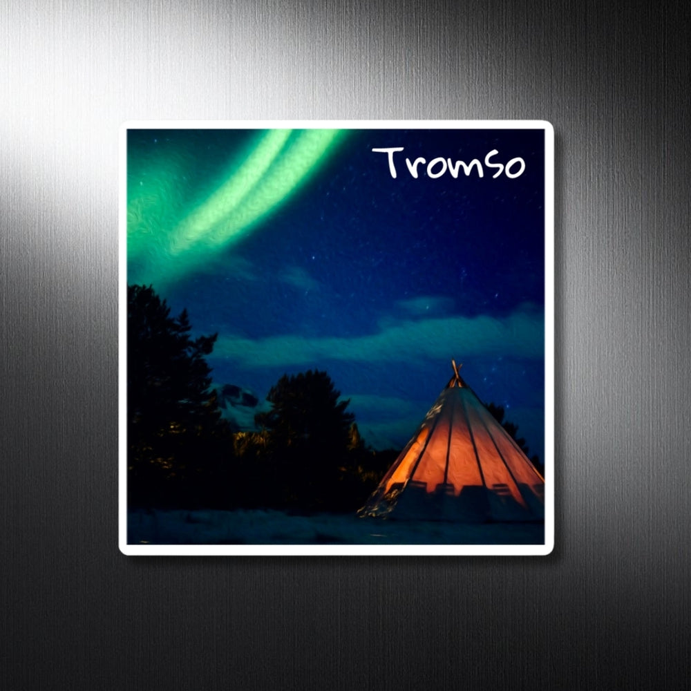 Tromso, Norway | Aurora Over Arctic Teepee | Original Series Decorative Magnet