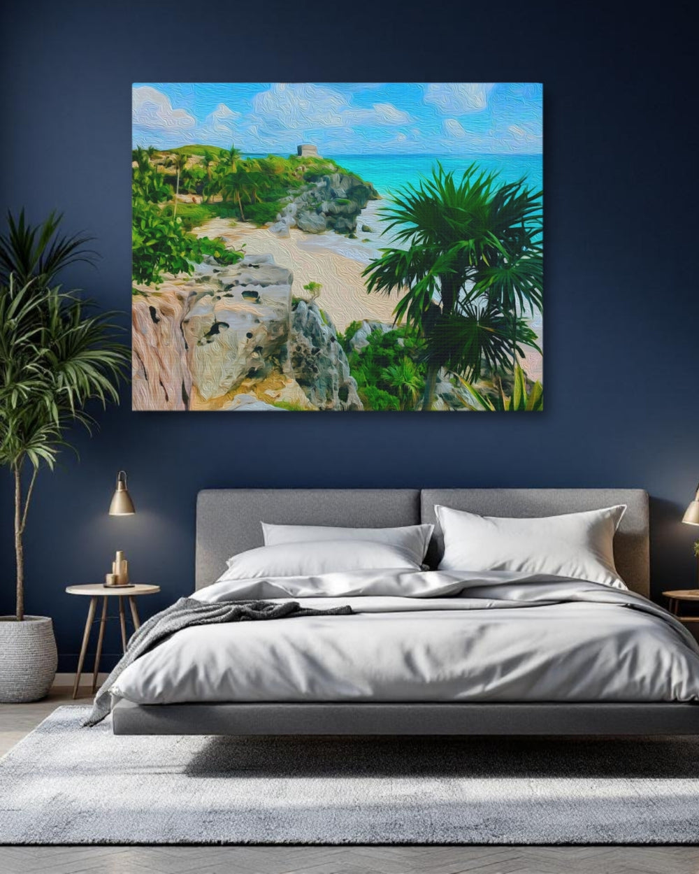 Tulum, Mexico | Ancient Ruins Coastal Cliffs | Original Series Gallery Canvas detail