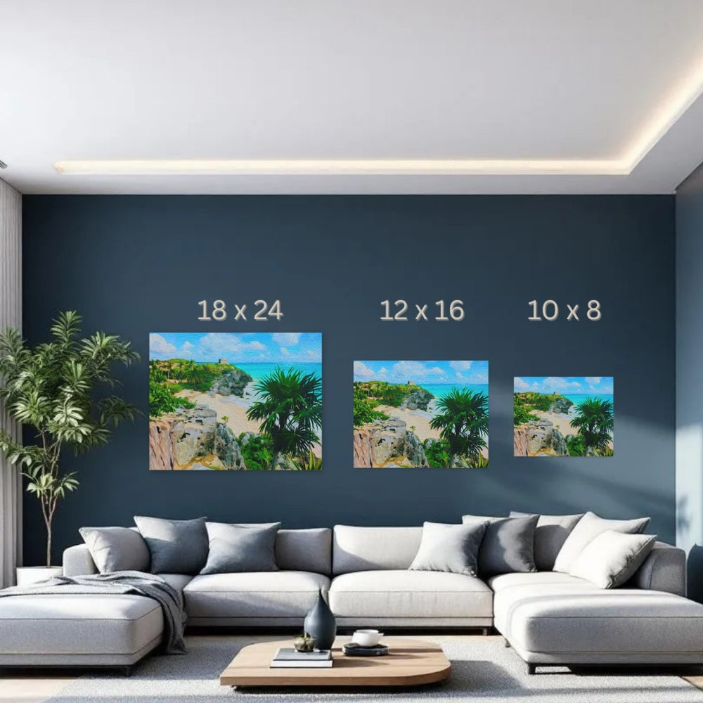 Tulum, Mexico | Ancient Ruins Coastal Cliffs | Original Series Gallery Canvas detail