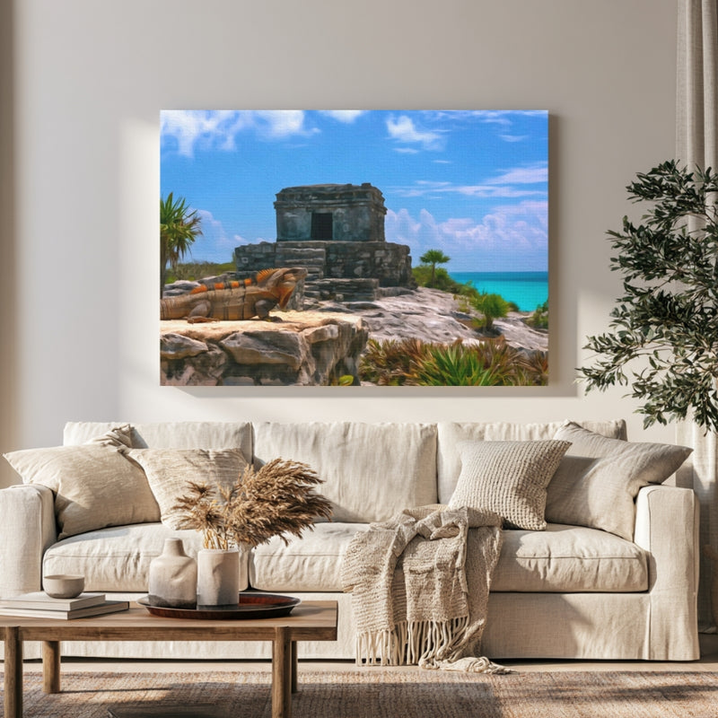 Temple of the Wind God in a room — Tulum, Mexico