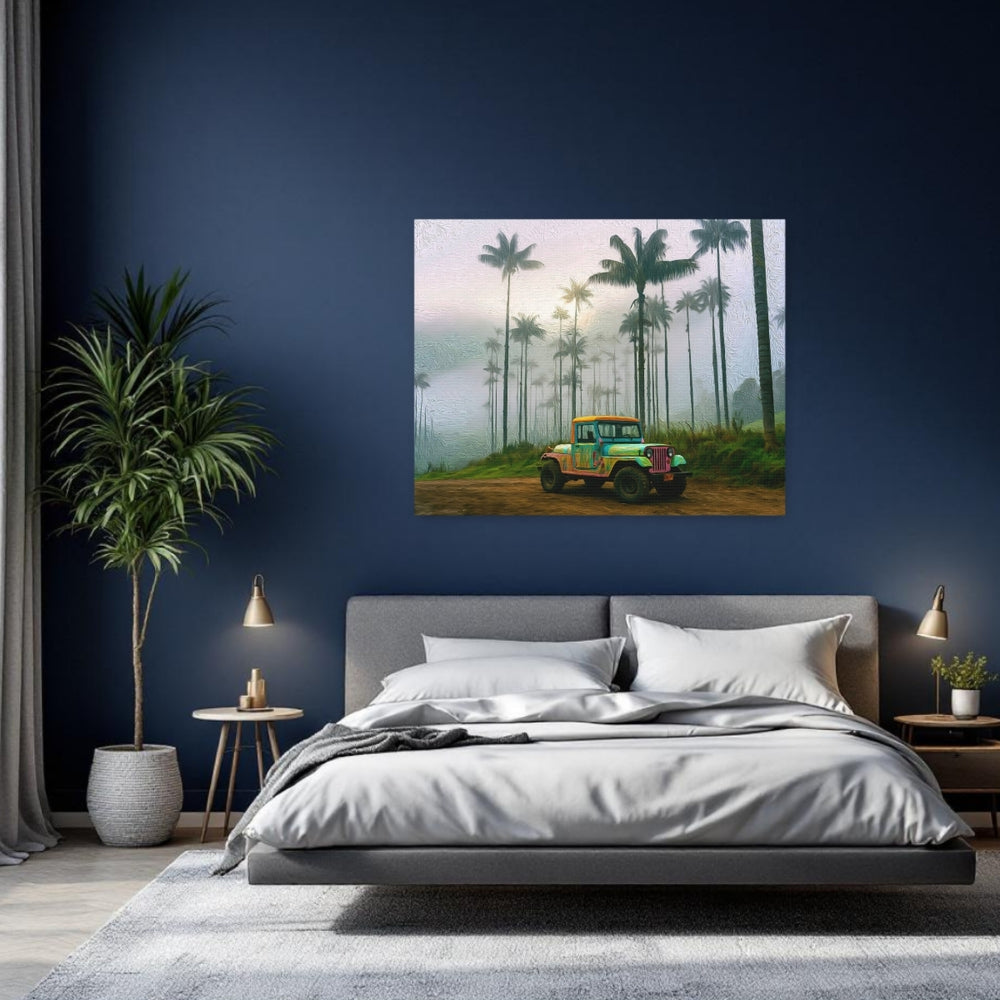 Valle de Cocora, Colombia | Valle de Cocora Wax Palms Jeep | Original Series Gallery Canvas detail