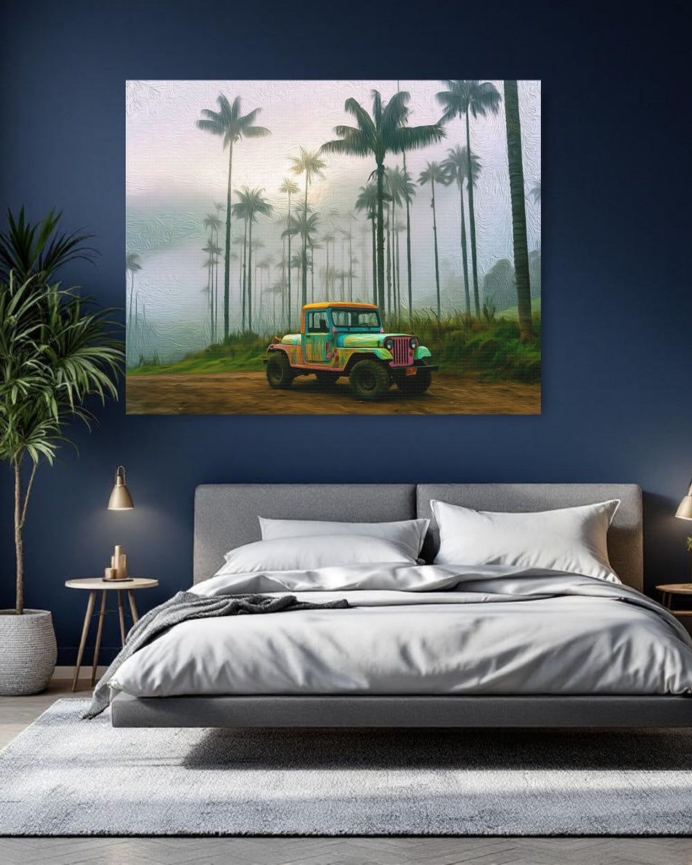 Valle de Cocora, Colombia | Valle de Cocora Wax Palms Jeep | Original Series Gallery Canvas detail