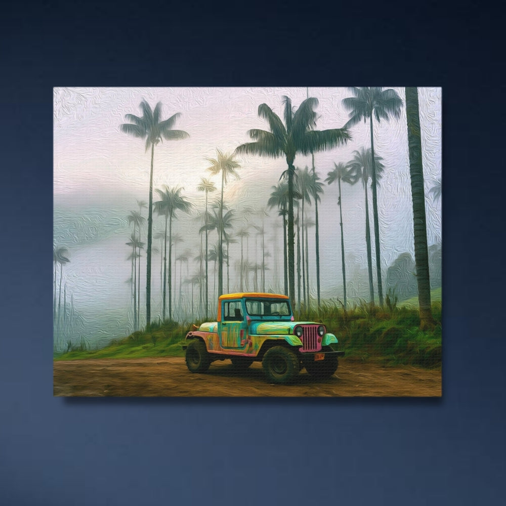 Valle de Cocora, Colombia | Valle de Cocora Wax Palms Jeep | Original Series Gallery Canvas detail