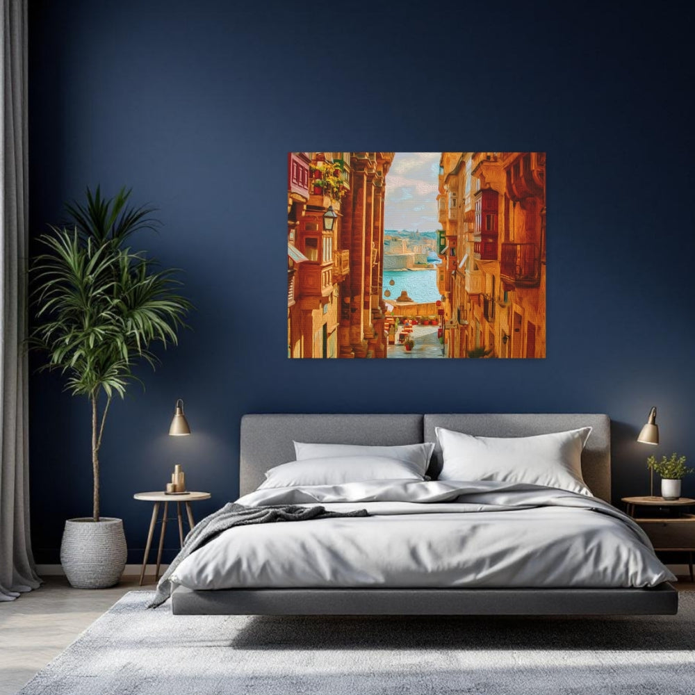 Valletta, Malta | Valletta Harbour Street View | Original Series Gallery Canvas detail